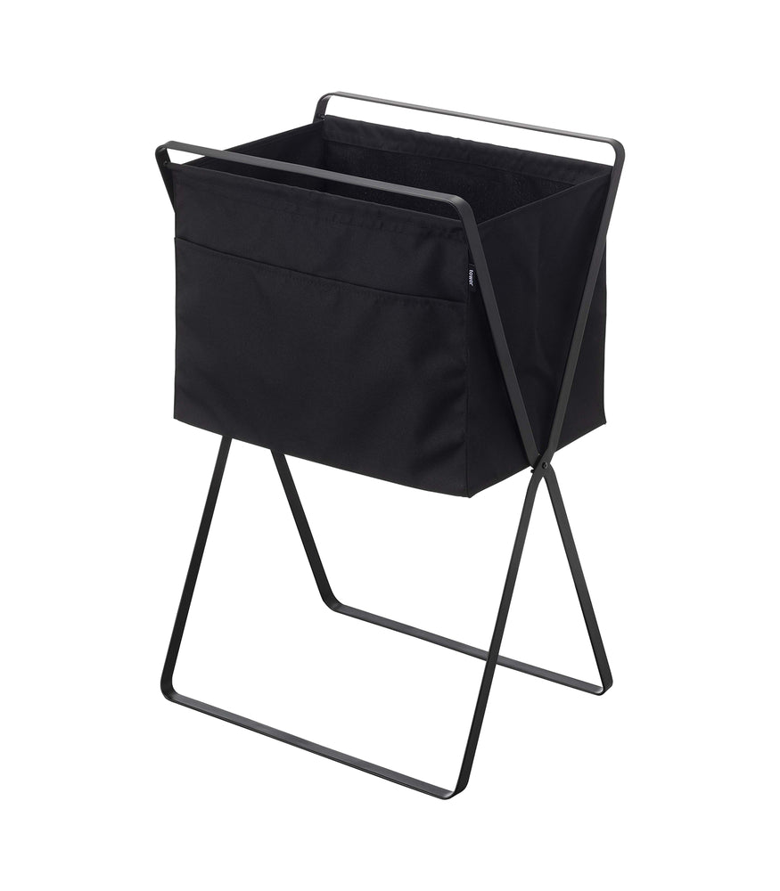 YAMAZAKI Home Small Rolling Laundry Basket Metal Hamper Cart with Wheels  and Handle | Steel, One Size, Black