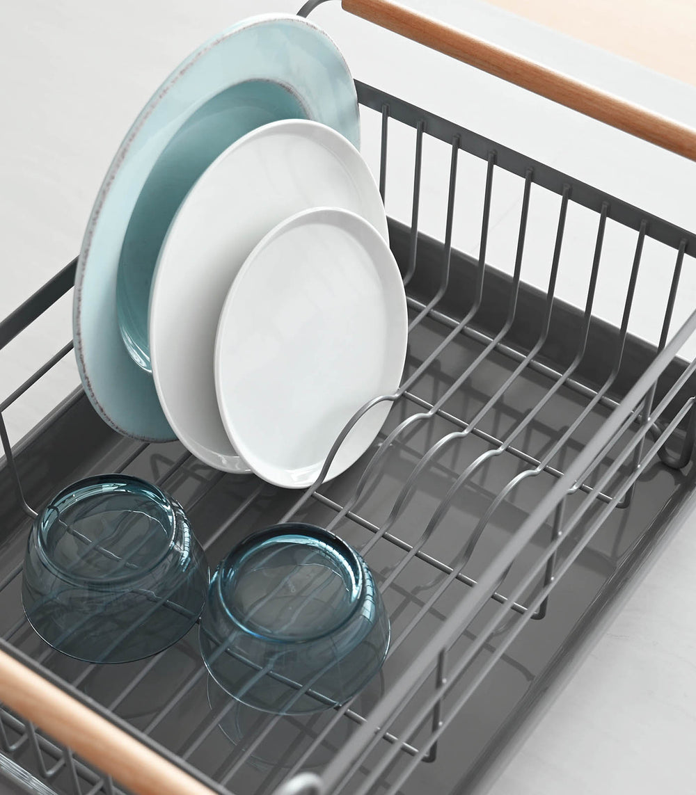 Dish Rack Steel Wood Yamazaki Home