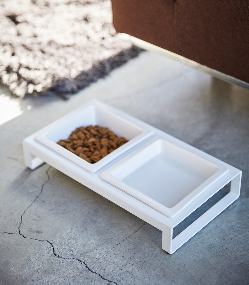 View 17 - Aerial view of white Pet Food Bowl holding pet food by Yamazaki Home.