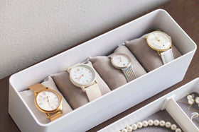 White Stacking Watch and Accessory Case opened with watches inside view 21