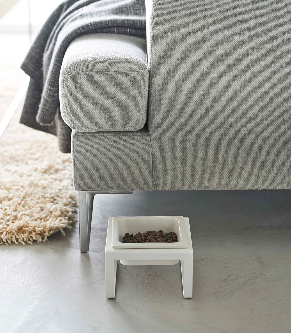 Single Pet Food Bowl - Tall - Steel + Ceramic