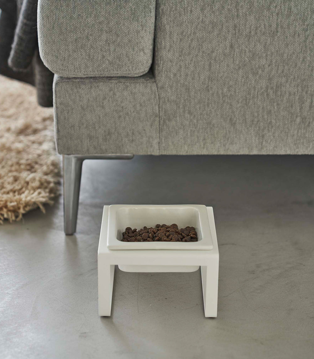 Single Pet Food Bowl - Tall - Steel + Ceramic