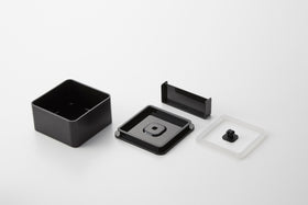 Black Vacuum-Sealing Bento Box disassembled on white background by Yamazaki Home. view 12