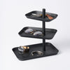 Yamazaki Home Three-Tier Accessory Tray with props, set against a white background.