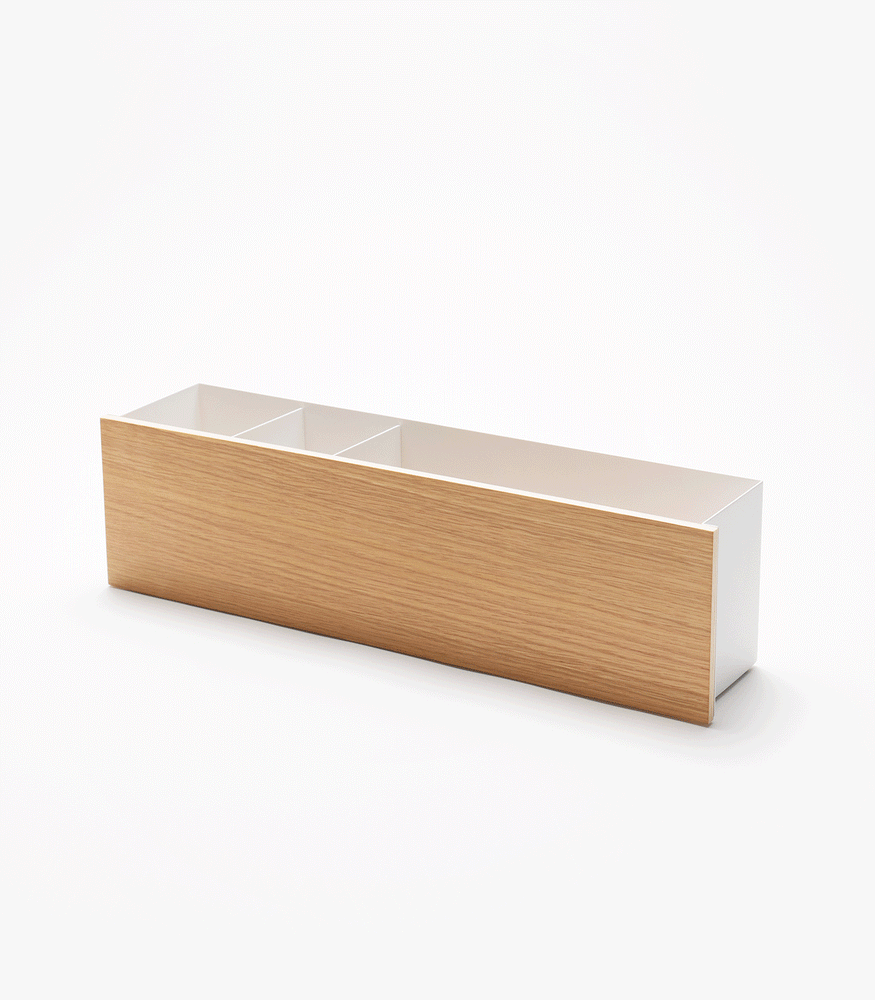 View 10 - Product GIF showing Desk Organizer - Two Sizes with various props.