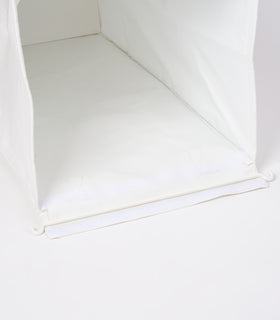 Image showing the velcro fixture on the small Laundry Hamper with Cotton Liner by Yamazaki Home in white on a white background. view 21