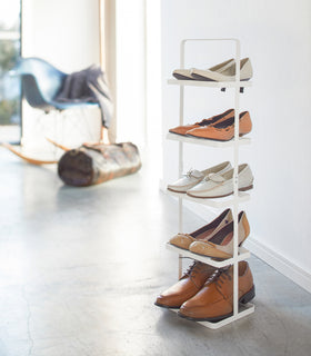 White Shoe Rack in living room by Yamazaki home. view 3