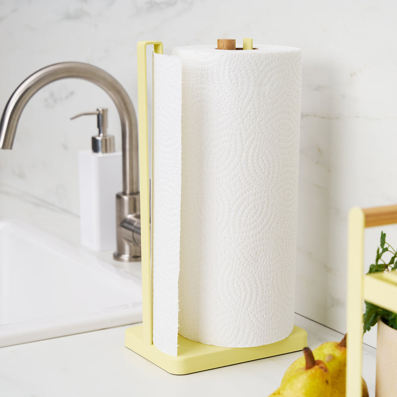 Paper Towel Holder - Steel + Wood - Yellow Pear