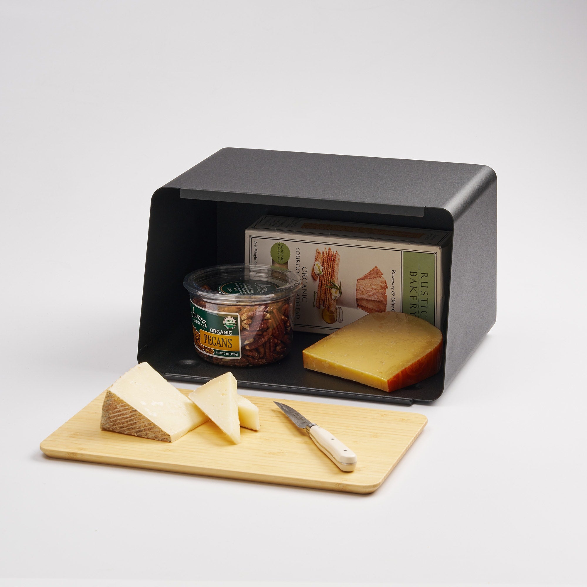 Large Bread Box For Kitchen Countertop, Plastic Storage Bin With Wooden Cutting Board Lid Present For Bread Lovers Large Bread Box For Kitchen Countertop, Plastic Storage Bin With Wooden Cutting Board Lid Present For Bread Lovers