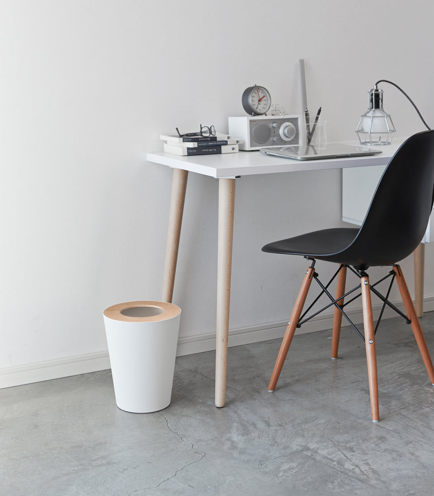 View 12 - White Pedal Trash Can in office space by Yamazaki Home.