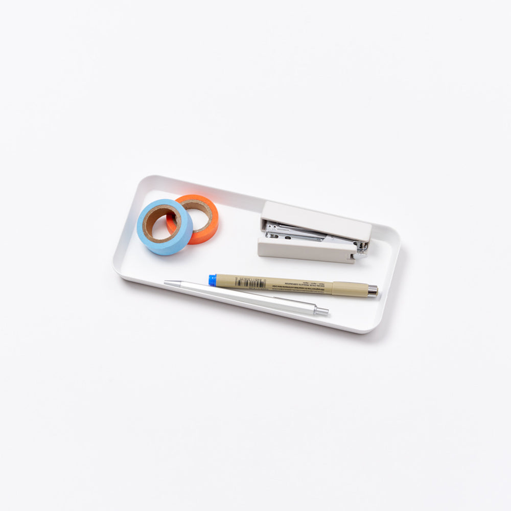 Yamazaki Home Vanity Tray - Flat - Two Sizes with props, set against a white background.