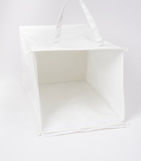 Photo showing an open view of the cotton liner of the large Laundry Hamper with Cotton Liner by Yamazaki Home in white. view 8