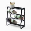 Yamazaki Home Four-Tier Slim Spice Rack with props, set against a white background.
