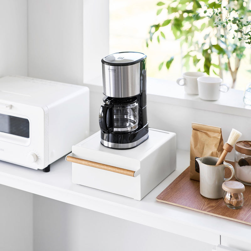 Countertop Rack with Drawer - Steel + Wood