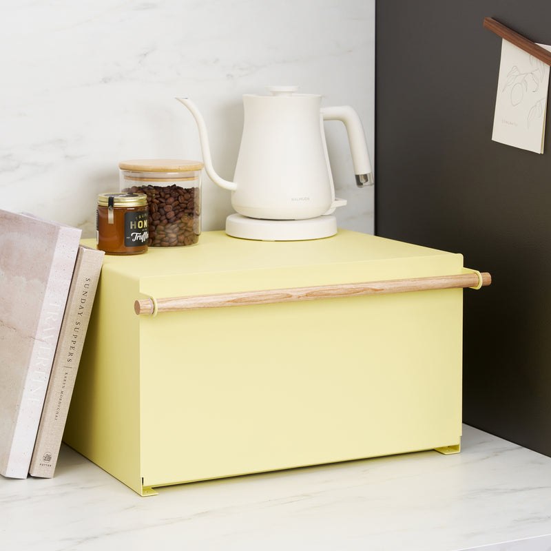 Bread Box - Steel + Wood - Yellow Pear