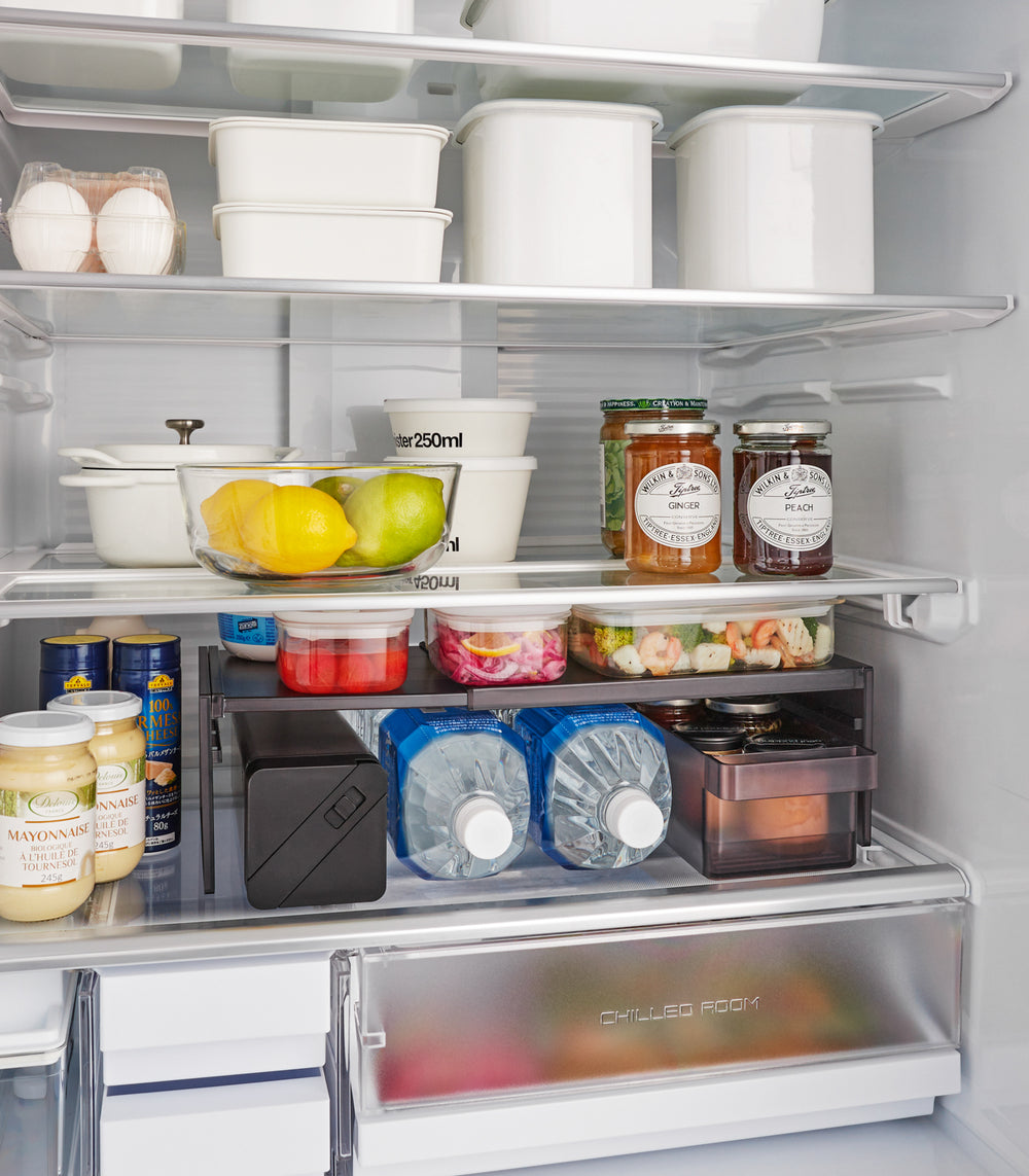 Fridge Freezer Riser Fridge Shelf Riser Stackable Kitchen Shelf Organizers - 2 Pack Cabinet ...