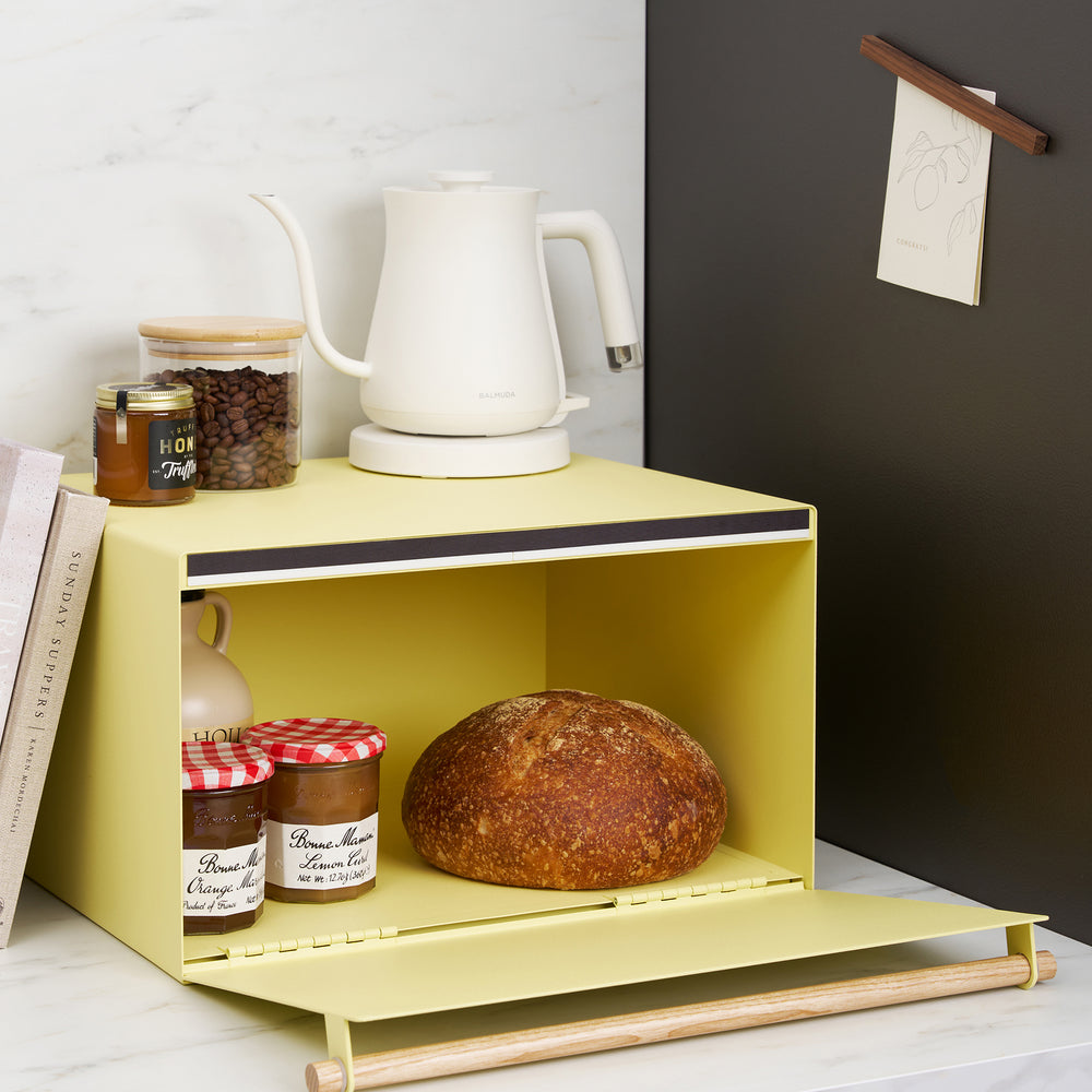 Bread Box - Steel + Wood - Yellow Pear