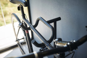 Close up top-down view of storage rungs on Yamazaki Home Bicycle Stand view 5