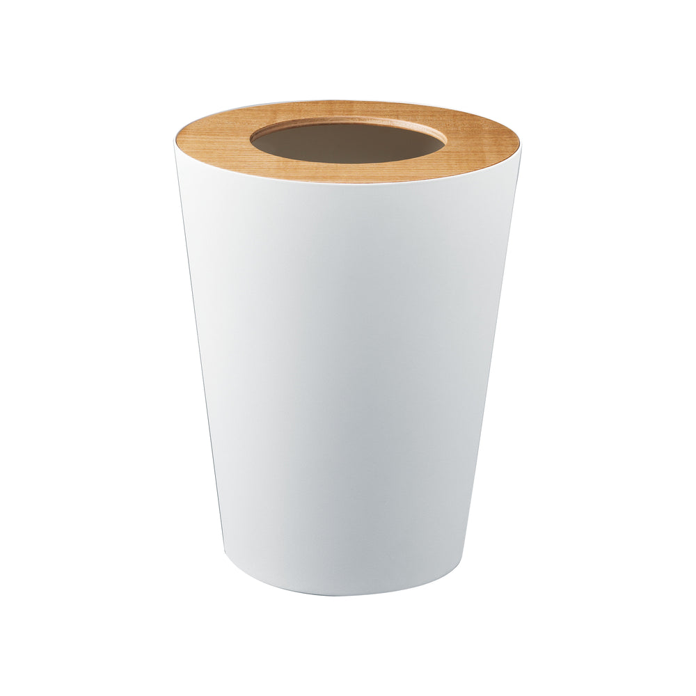 Trash Can - Round - Steel + Wood - Yamazaki Home
