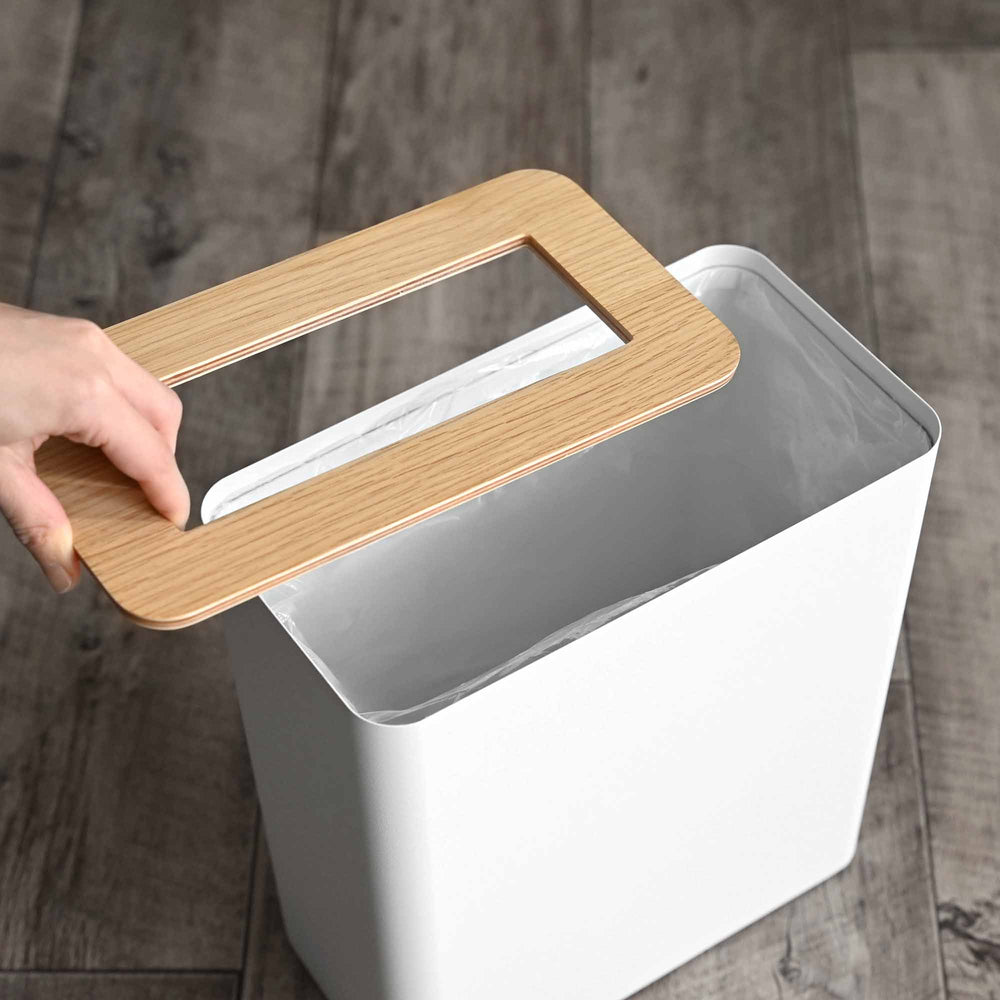 Trash Can - Rectangle - Steel + Wood - Yamazaki Home