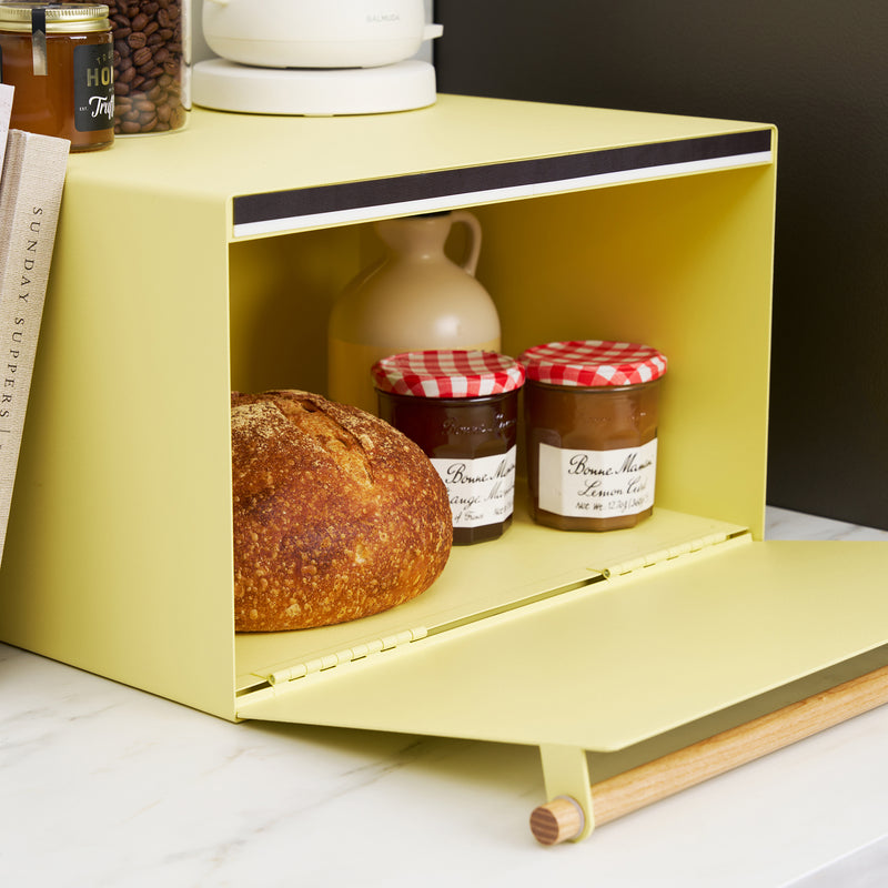 Bread Box - Steel + Wood - Yellow Pear