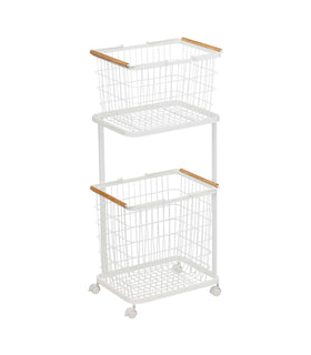 Rolling Laundry Cart + Wire Baskets on a blank background. view 1