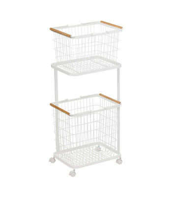 Rolling Laundry Cart + Wire Baskets on a blank background.