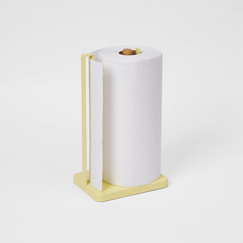 Paper Towel Holder - Steel + Wood - Yellow Pear