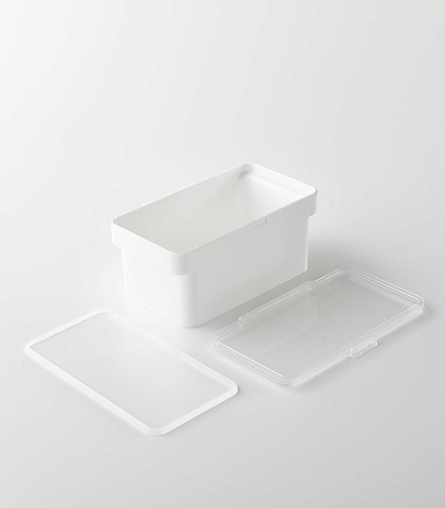 View 7 - White Airtight Food Storage Container disassembled on white background by Yamazaki Home.