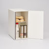 White Tosca Bread Box - Vertical by Yamazaki Home with breads and condiments stored inside.