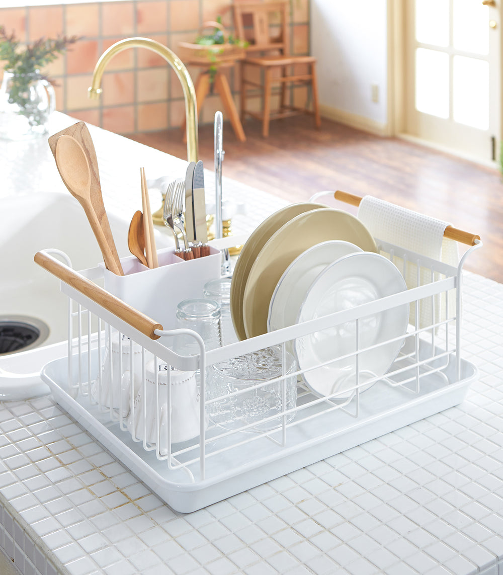 Dish Rack Steel Wood Yamazaki Home