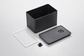 Black Vacuum-Sealing Butter Dish disassembled on white background by Yamazaki Home. view 12