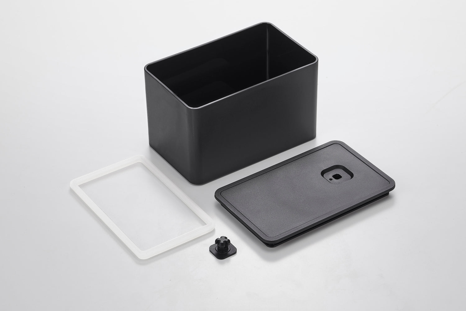 View 12 - Black Vacuum-Sealing Butter Dish disassembled on white background by Yamazaki Home.