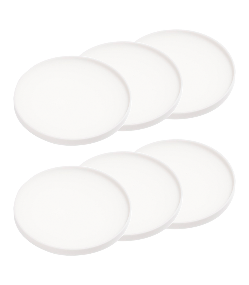Yamazaki Home Coasters - Set of 6 - Silicone - Round - White
