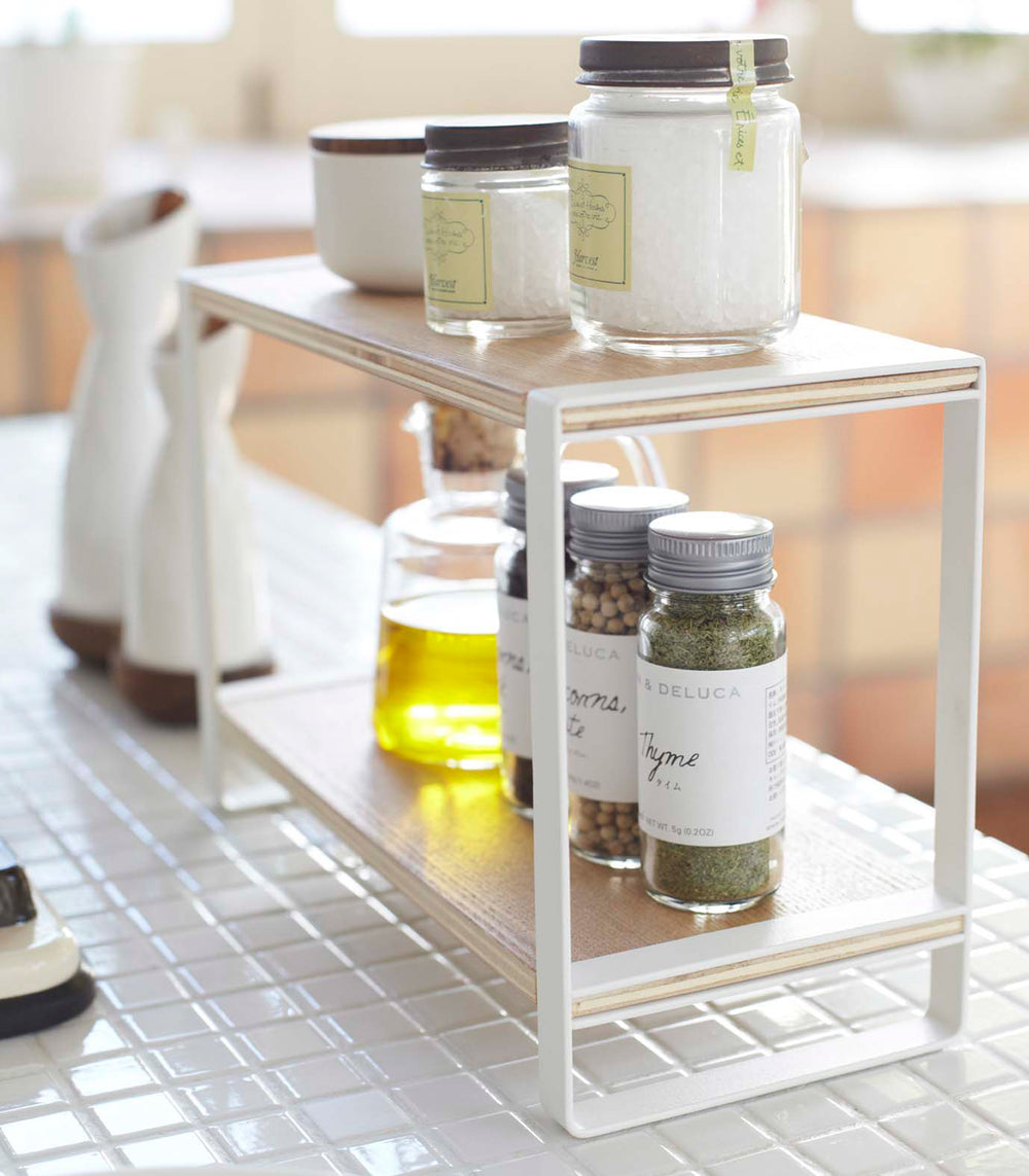 Two-Tier Riser - Steel + Wood - Yamazaki Home