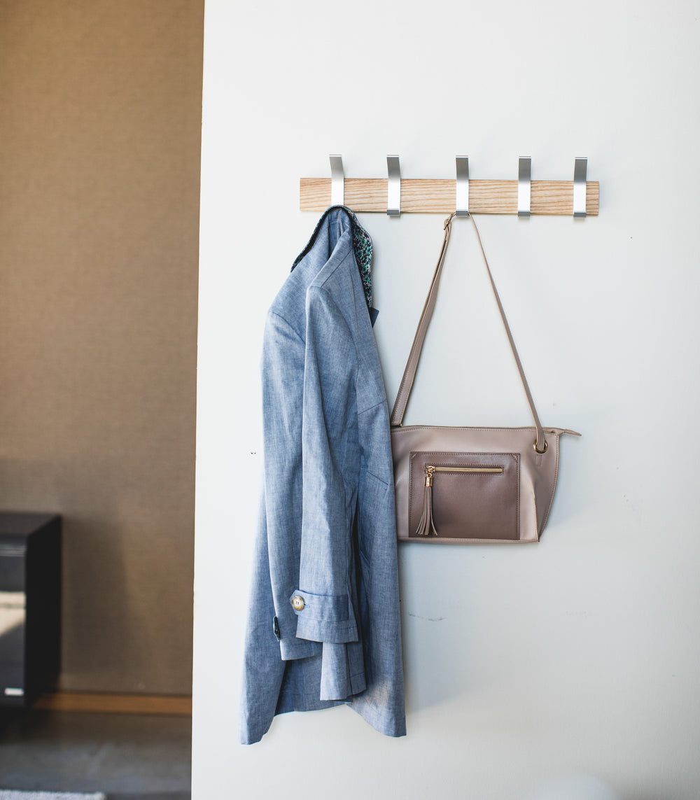 Wall-Mounted Coat Rack Steel Wood Yamazaki Home