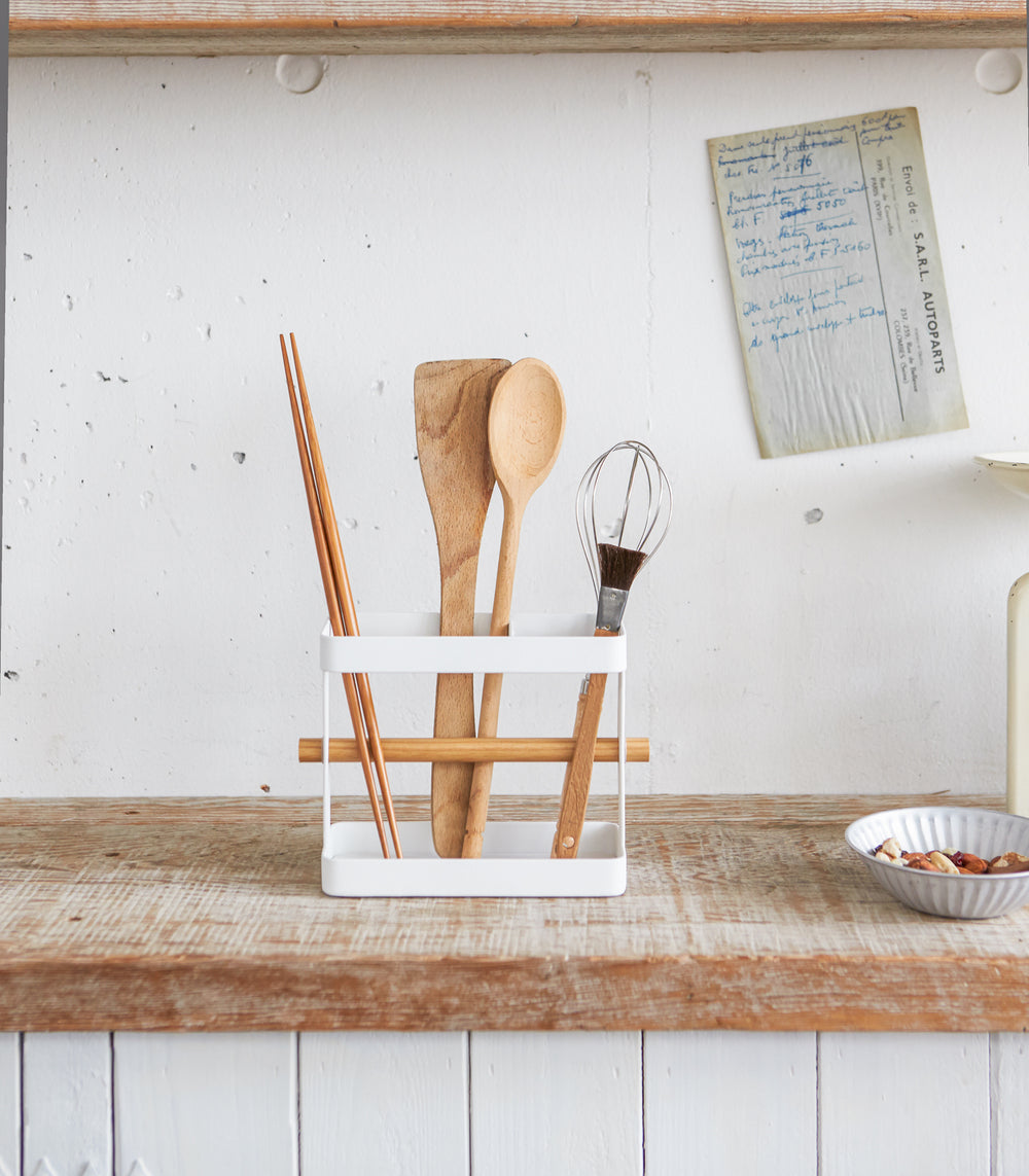 Utensil Holder - Steel + Wood