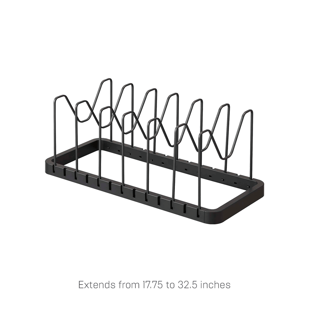 Pot Lid Organizer Pan Holder Rack with 10 Dividers and 4 Hooks