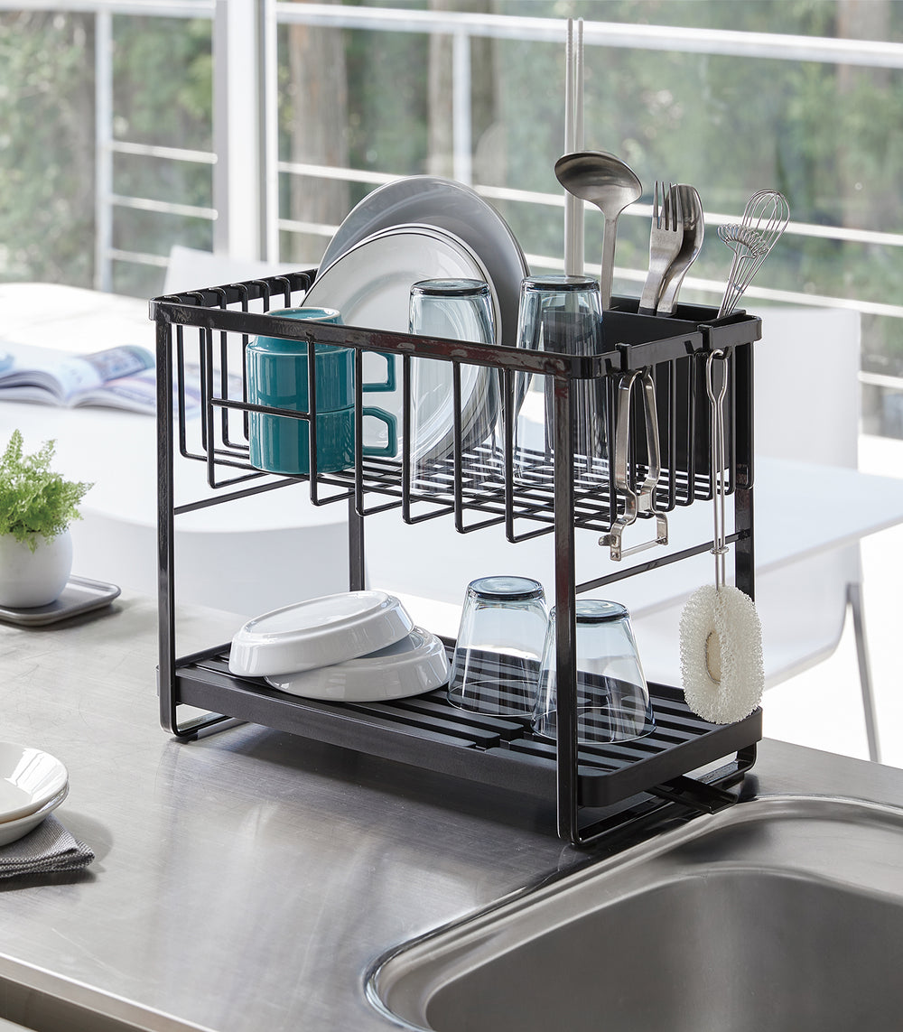 Two-Tier Wire Dish Rack Steel Yamazaki Home