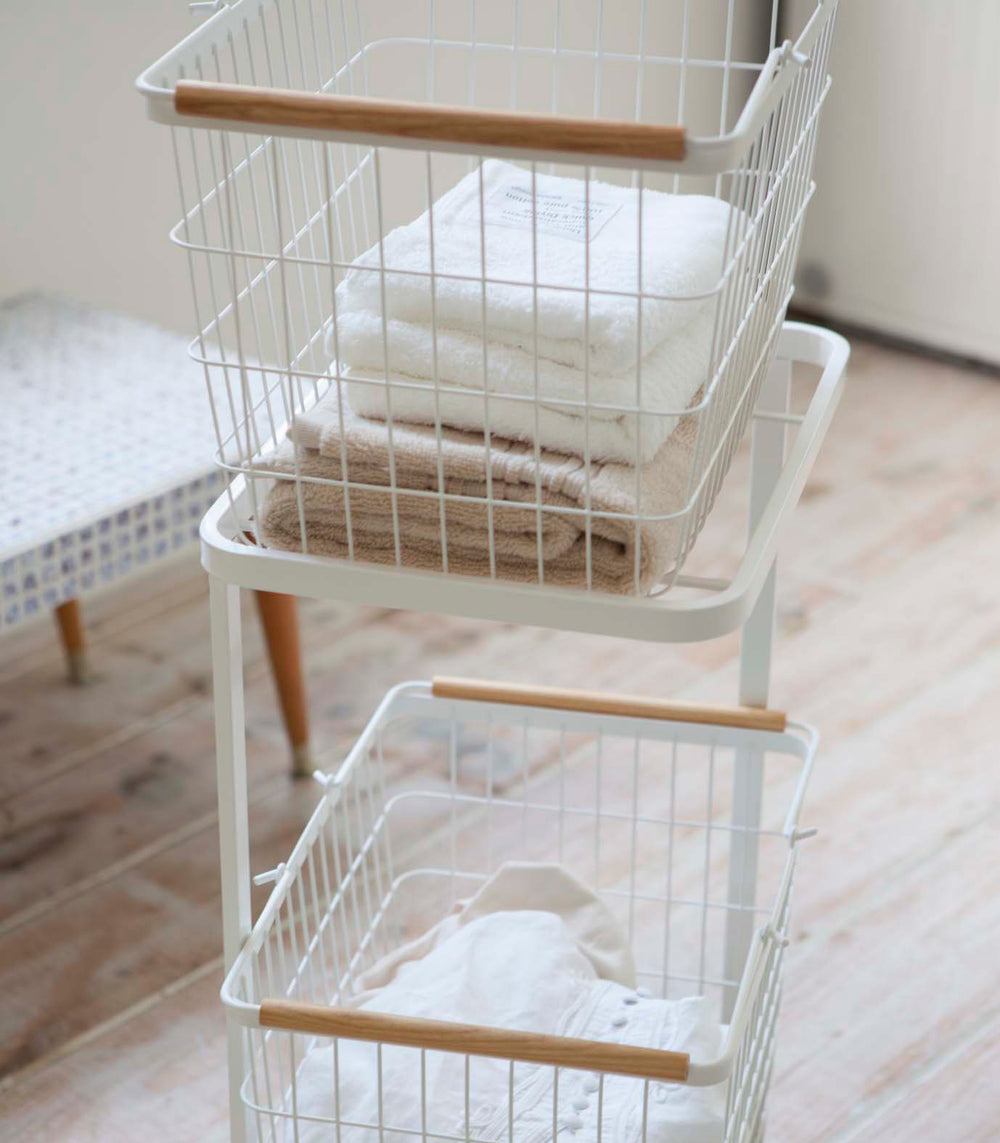 Rolling Laundry Cart + Wire Baskets (38