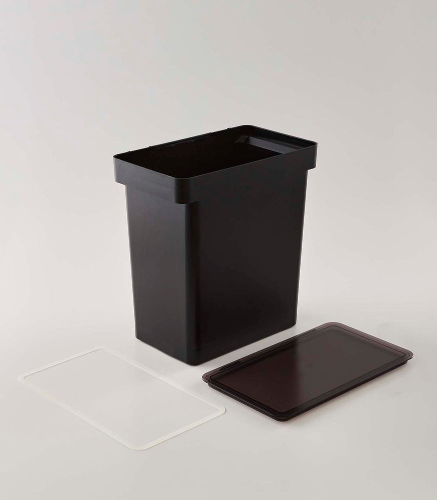 View 16 - Black Airtight Food Storage Container disassembled on white background by Yamazaki Home.
