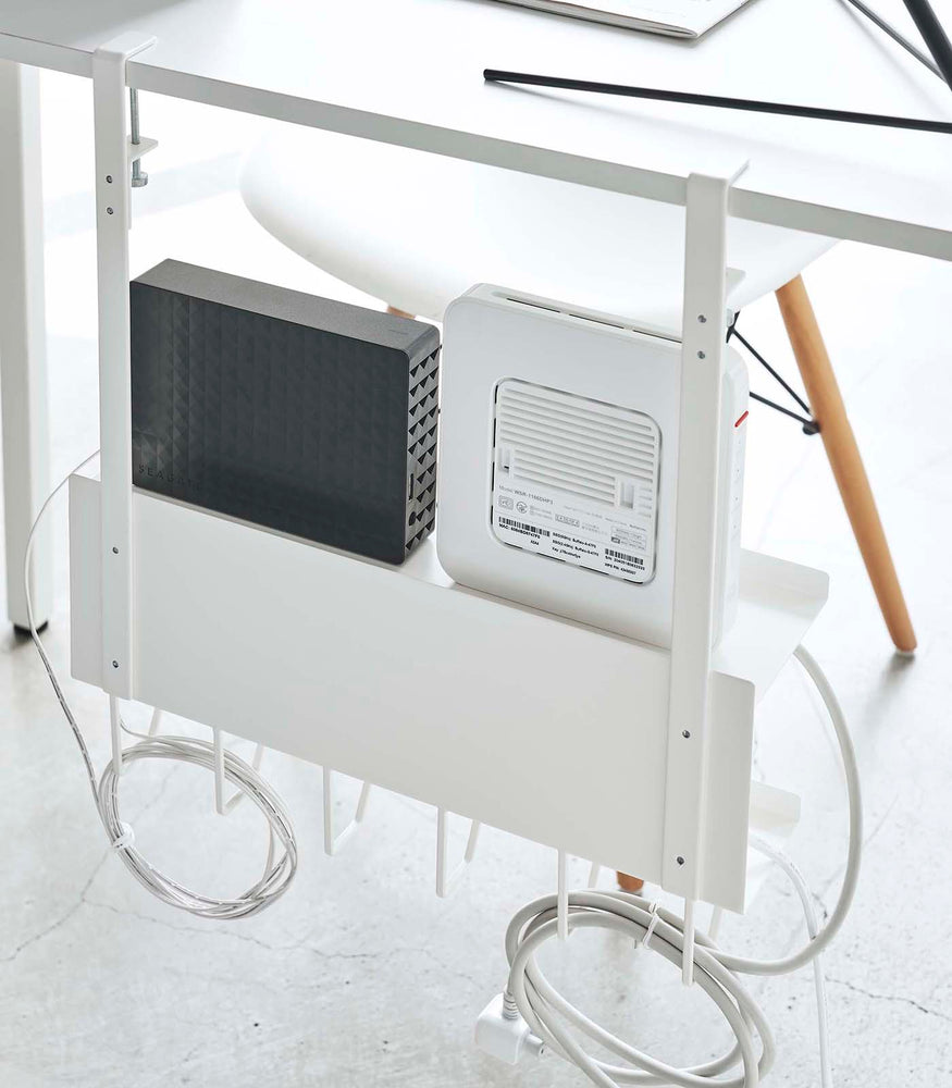 Yamazaki Home Under-Desk Cable Organizer - Steel - White