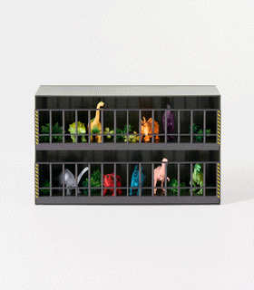 Product GIF showing Toy Display Case with various props. view 11