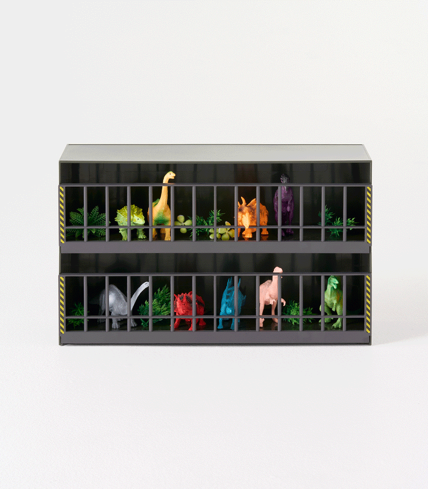 View 11 - Product GIF showing Toy Display Case with various props.