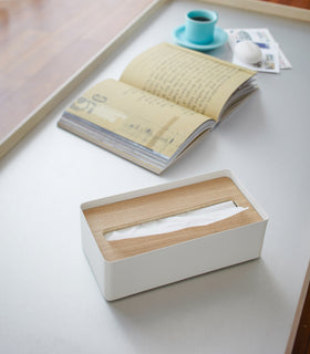 White Tissue Case on desk by Yamazaki Home. view 4