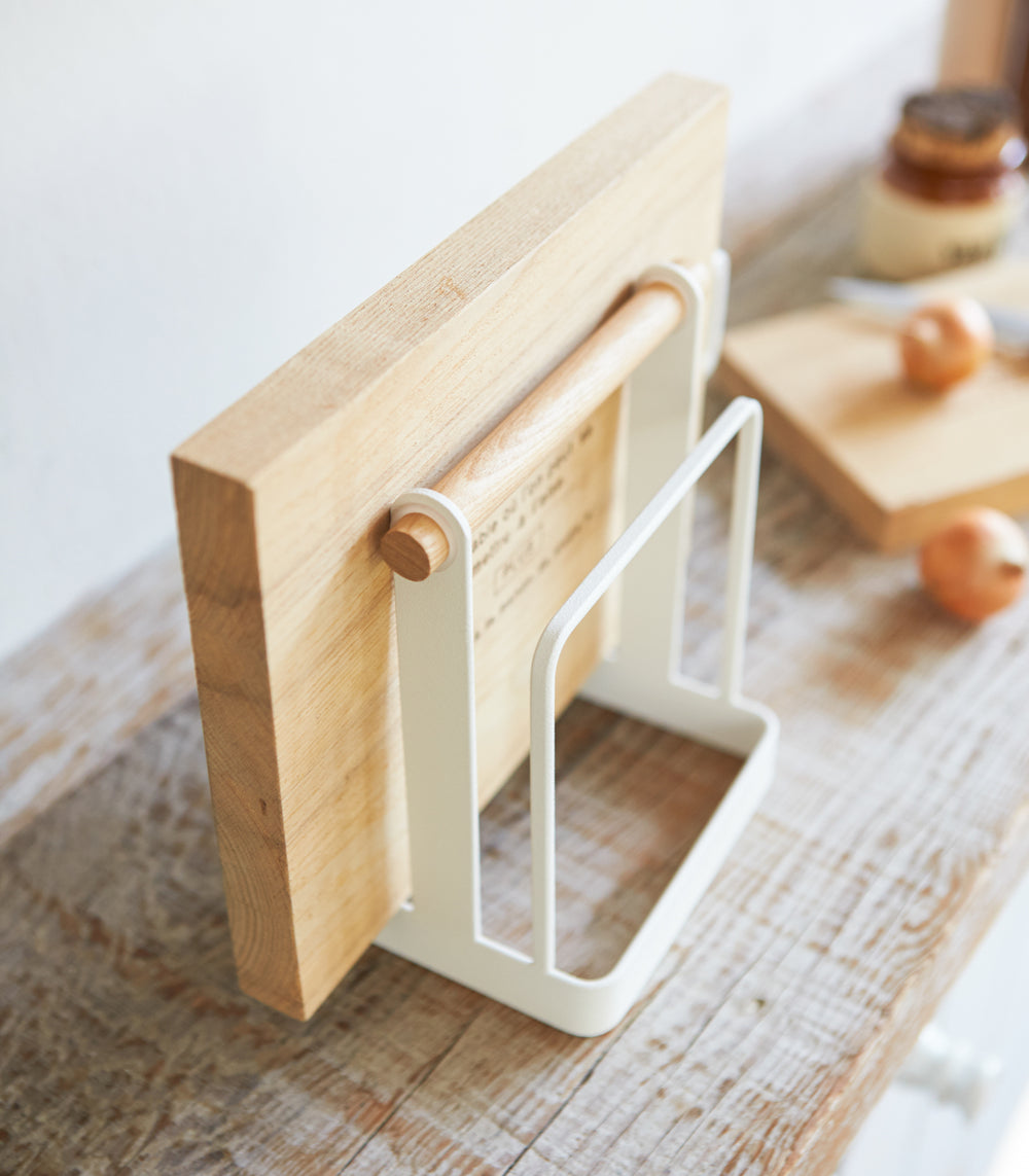 Cutting Board Stand - Steel + Wood