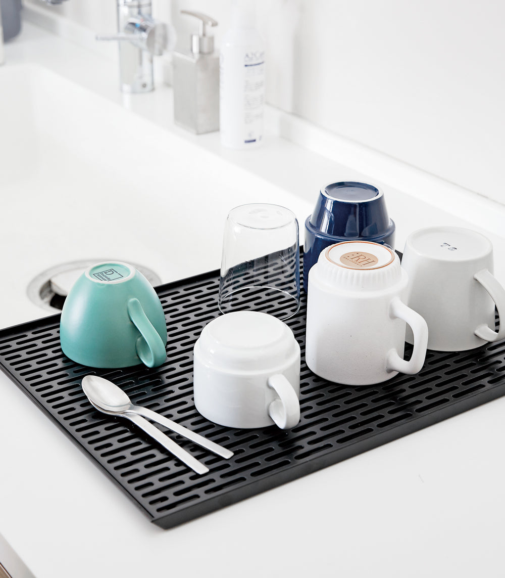 YAMAZAKI Home Tower Glass Drainer - White ABS Resin Drying Rack For Glasses & Mugs | Space Saving