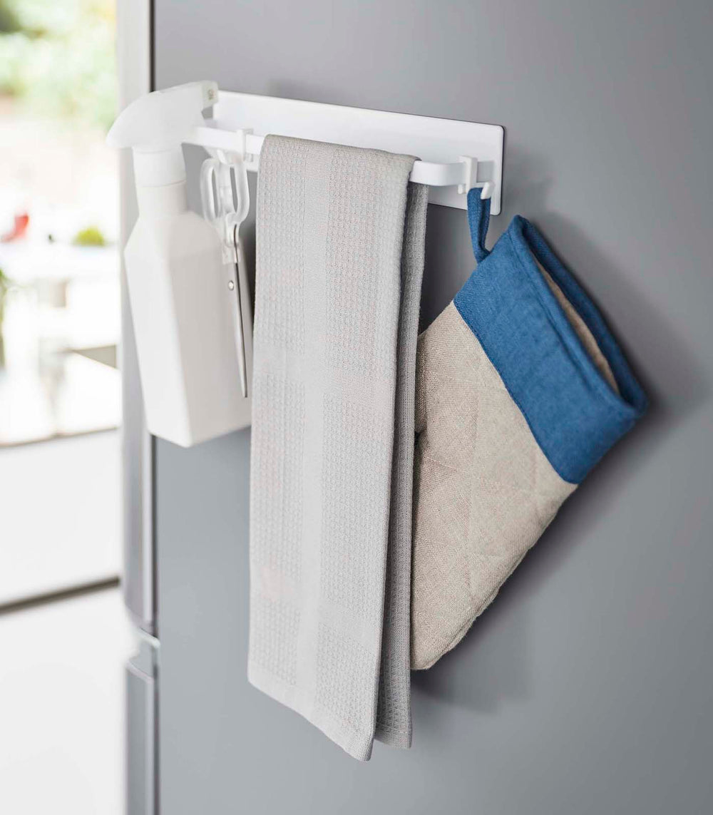 Yamazaki Tower Porte-Torchon Cuisine Large Blanc - Support Suspendu Minimaliste En Acier