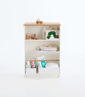 Product GIF showing Rolling Storage Cart with various props. view 7