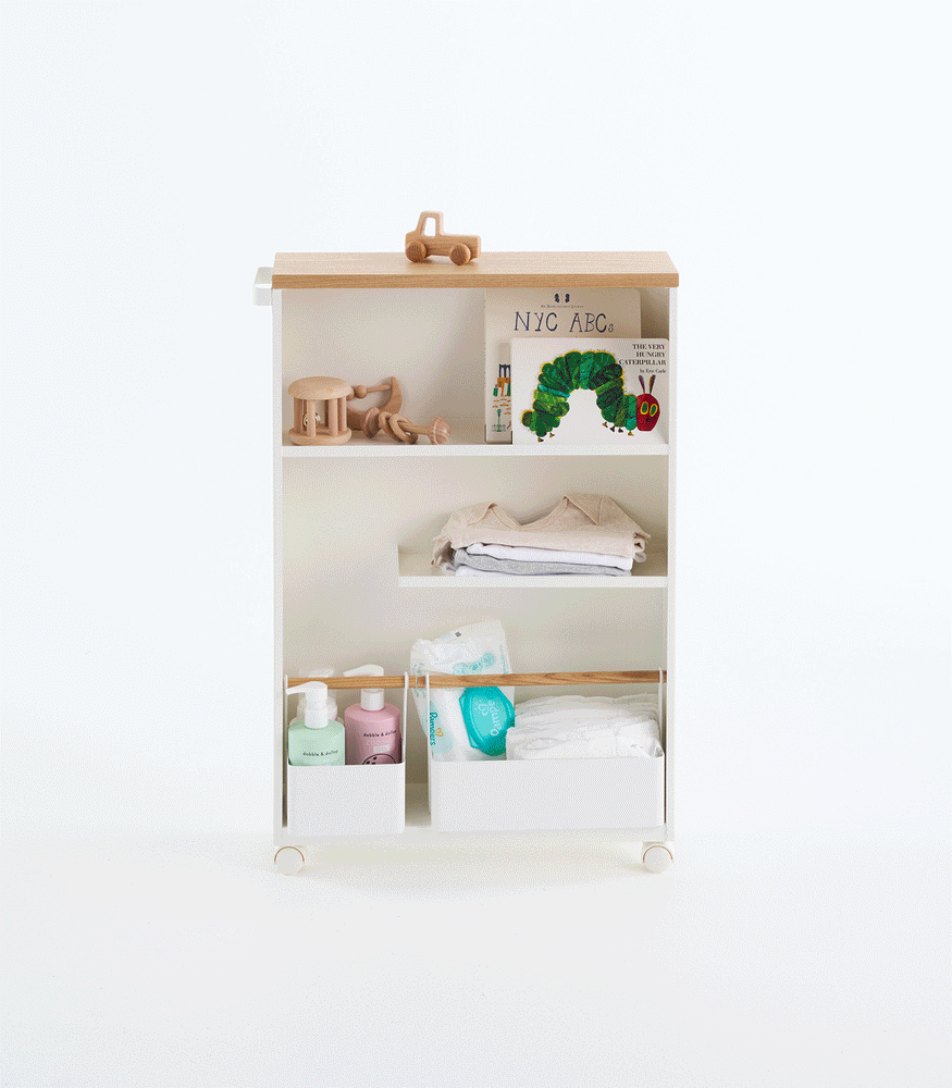 View 7 - Product GIF showing Rolling Storage Cart with various props.